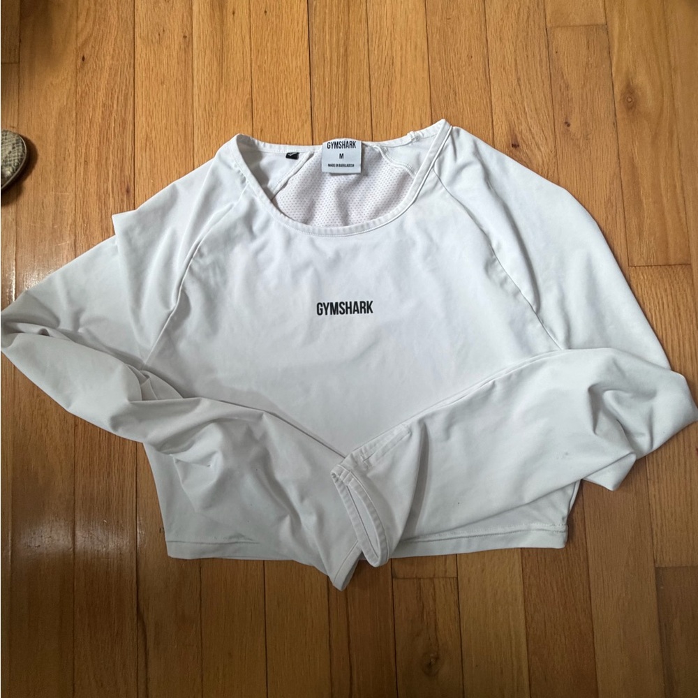 Gymshark White Long Sleeve Cropped Training Top